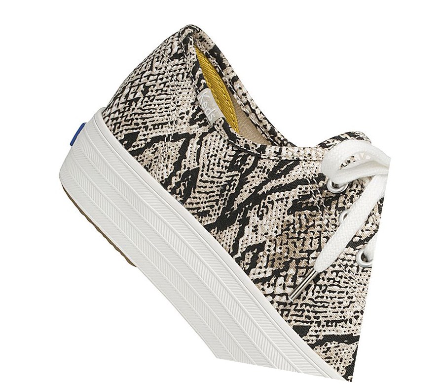 Keds Triple Kick Snake Schnürschuhe Damen Weiß Schwarz | XIYQ52604
