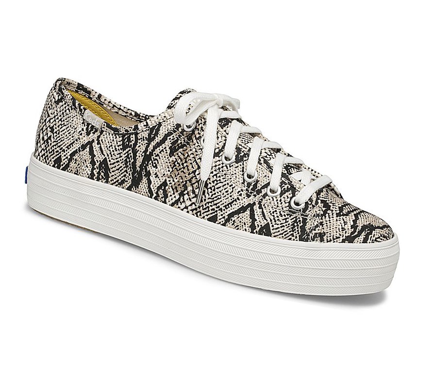 Keds Triple Kick Snake Schnürschuhe Damen Weiß Schwarz | XIYQ52604